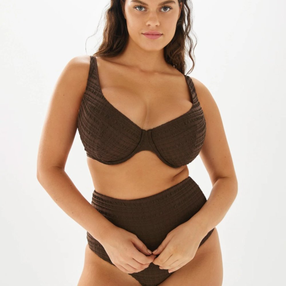 NWT | Form and Fold The Line Bra-Sized Bikini Top | 32DD | Espresso Brown